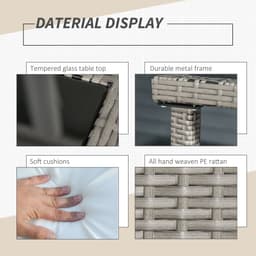 image-5 Pieces Rattan Garden Furniture Sofa Set w/ Table Chair Footrest Grey