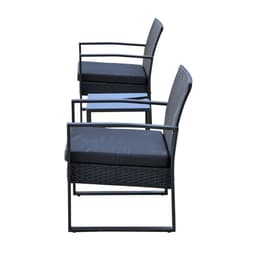 image-3 Pc Patio Rattan Coffee Set-Black