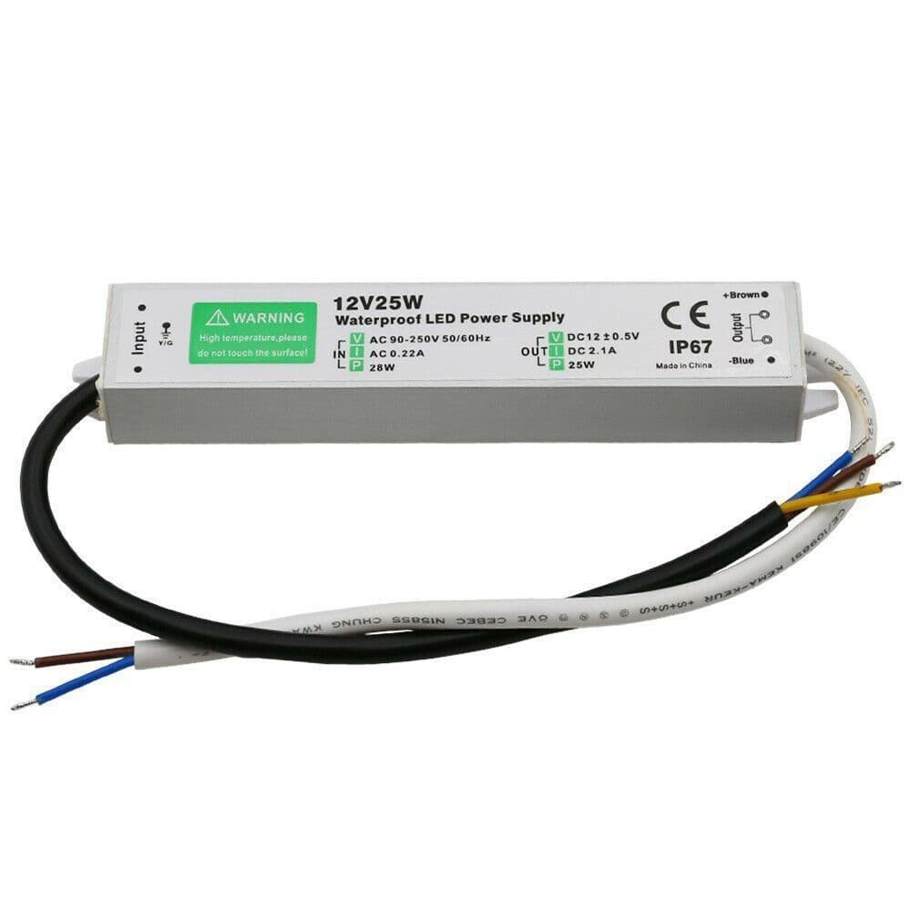 image-IP67 Waterproof LED Driver Power Supply Transformer AC90V-240V / DC12V Power Converter