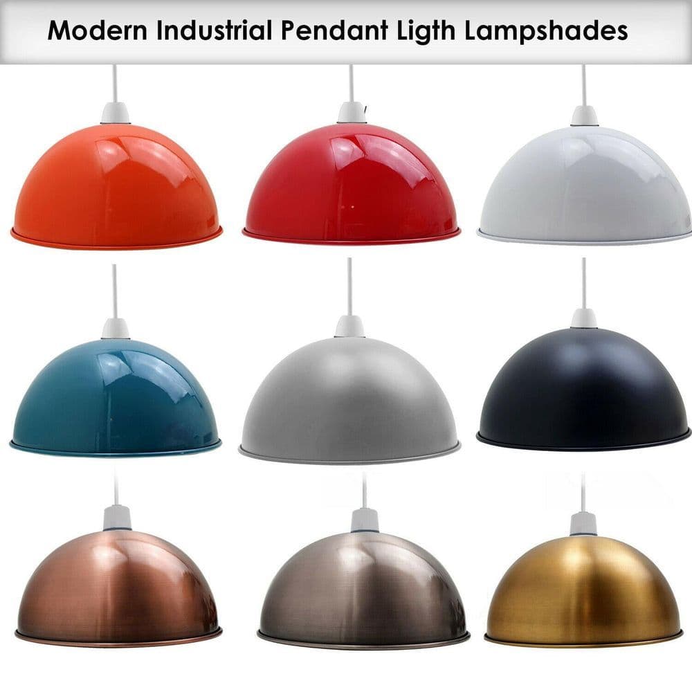 image-Retro Dome Easy Fit Light Shades Modern Ceiling Pendant Lampshades Metal colors