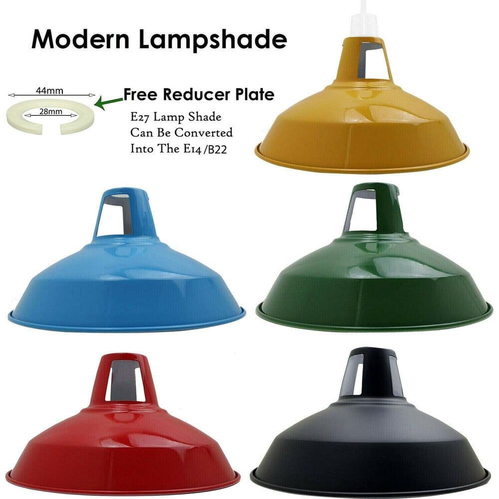 image-Retro Barn Light Shades Modern Ceiling Pendant Lampshades Metal Various Colors