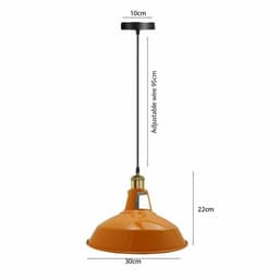 image-Vintage Modern Orange Metal Shade Ceiling Pendant Light Indoor Light Fitting With 95cm Adjustable Wire