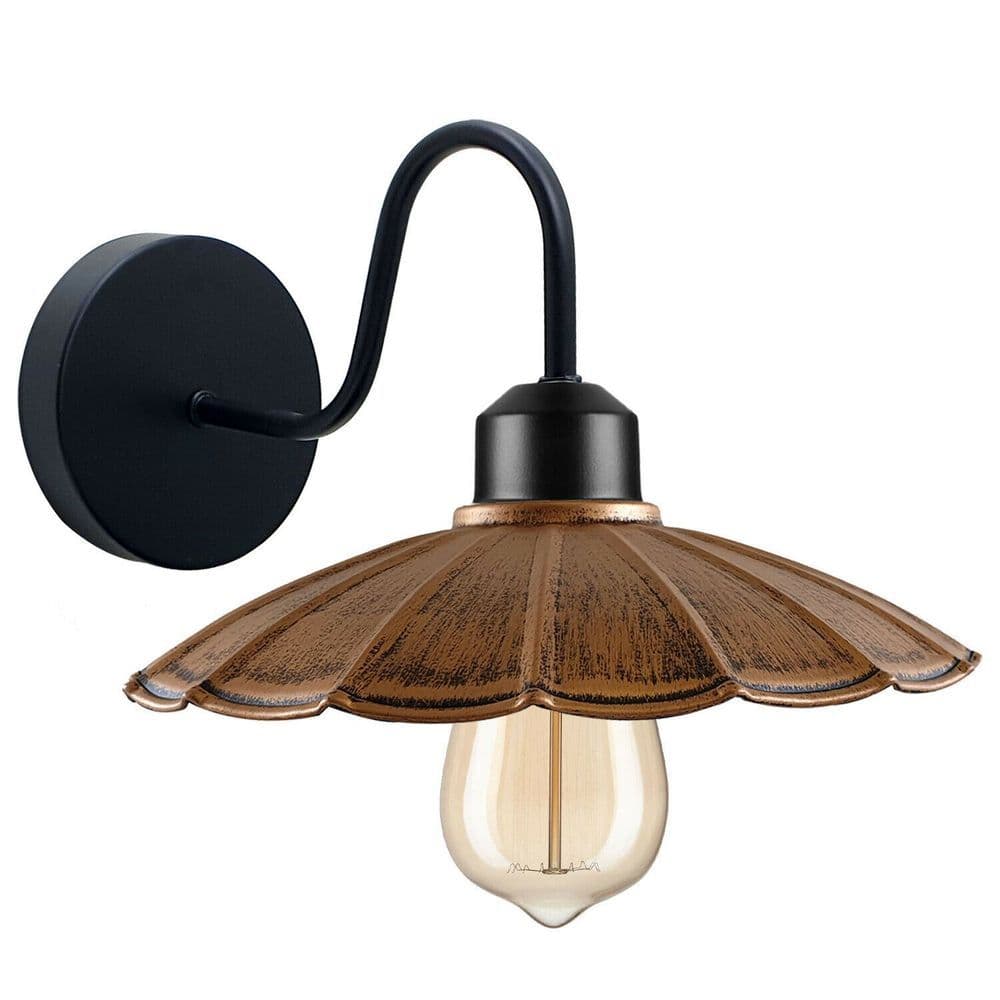 image-Vintage Industrial Antique Brass Wall Sconces Metal Shade Indoor Light Fitting