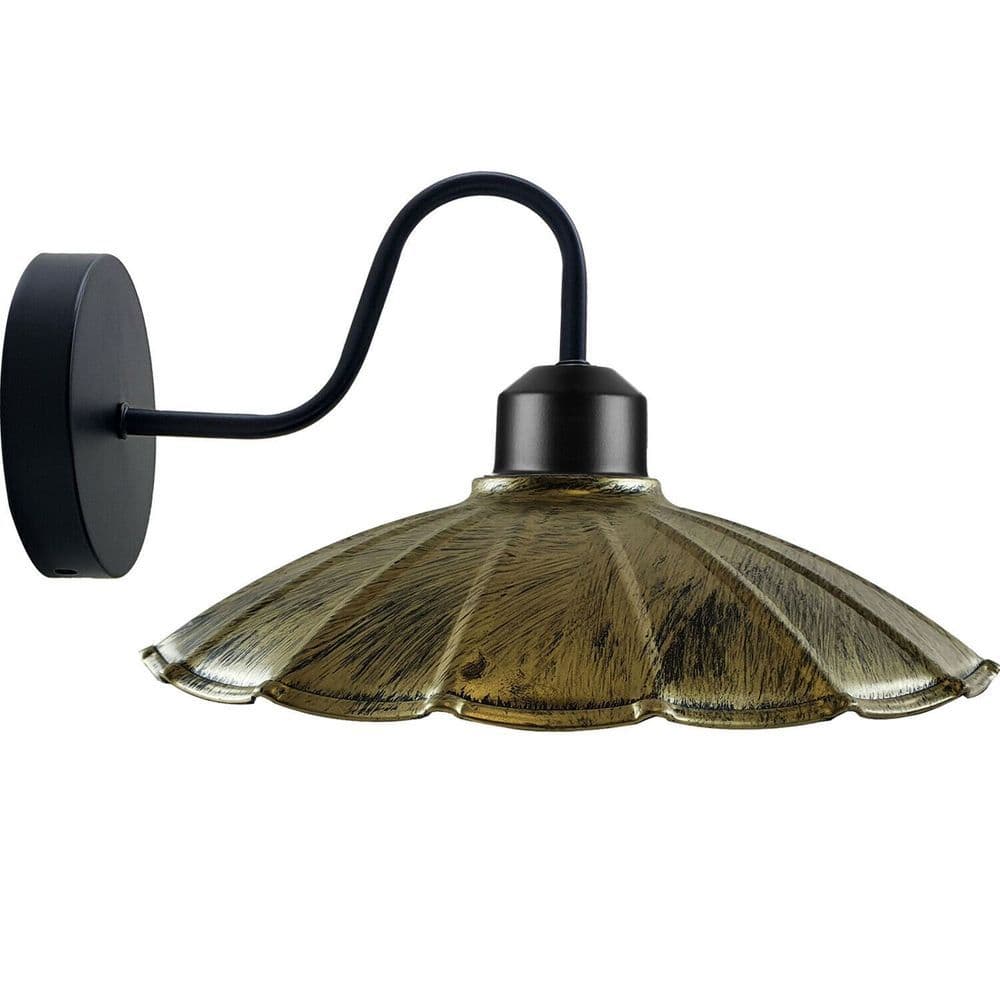 image-Vintage Industrial Antique Brass Wall Sconces Metal Shade Indoor Light Fitting