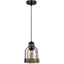 image-Retro Industrial Brushed Copper Ceiling Pendant Indoor Lighting Metal Bird Cage Shade Hanging Lamp