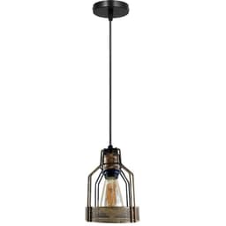 image-Retro Industrial Brushed Copper Ceiling Pendant Indoor Lighting Metal Bird Cage Shade Hanging Lamp