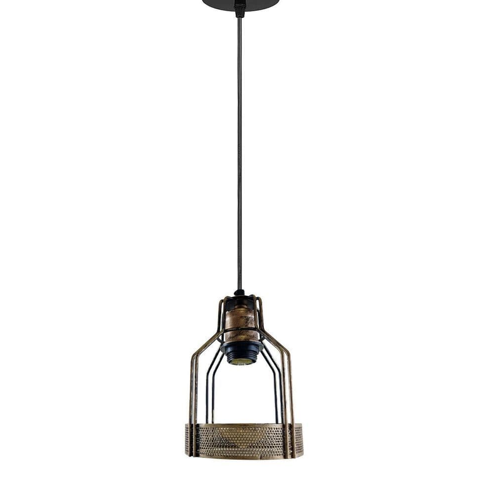 image-Retro Industrial Brushed Copper Ceiling Pendant Indoor Lighting Metal Bird Cage Shade Hanging Lamp