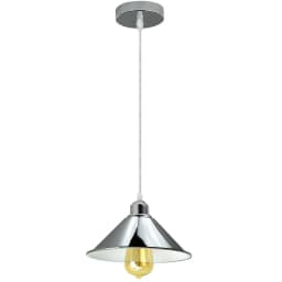 image-Modern Industrial Loft Chrome Ceiling Pendant Light Metal Cone Shape Shade Indoor Hanging Light