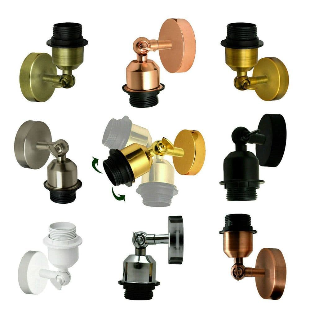 image-Vintage Industrial Indoor Lamp Holder Flush Mount Adjustable Wall Sconce Light Multi Room