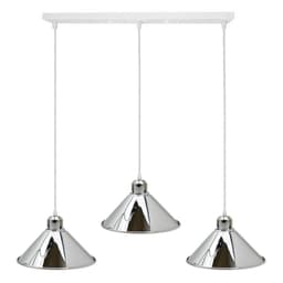 image-Modern Industrial Chrome 3 Way Ceiling Pendant Light Metal Cone Shape Shade Indoor Hanging Lighting