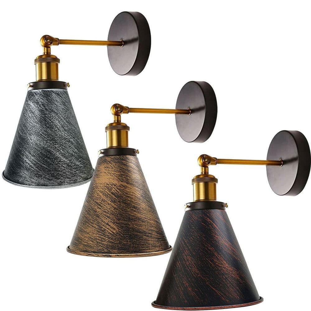 image-Vintage Industrial Wall Light Metal Cone Shape Shade Indoor Lighting For Kitchen, Living Room