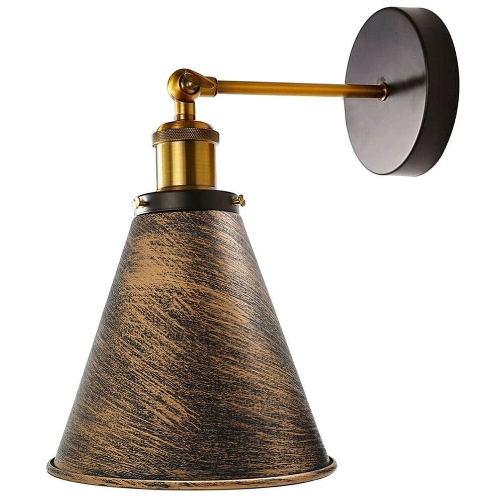 image-Vintage Industrial Wall Light Metal Cone Shape Shade Indoor Lighting For Kitchen, Living Room