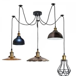 image-Retro Industrial Metal Multi Shade 5 Way Ceiling Pendant Spider Lamp For Bar, Bedroom