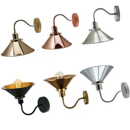 image-Retro Industrial Swan Neck Wall Light Indoor Sconce Metal Cone Shape Shade For Basement, Bedroom, Dining Room, Garage