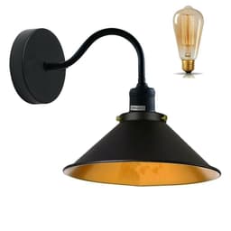 image-Retro Industrial Swan Neck Wall Light Indoor Sconce Metal Cone Shape Shade For Basement, Bedroom, Dining Room, Garage