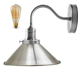 image-Retro Industrial Swan Neck Wall Light Indoor Sconce Metal Cone Shape Shade For Basement, Bedroom, Dining Room, Garage
