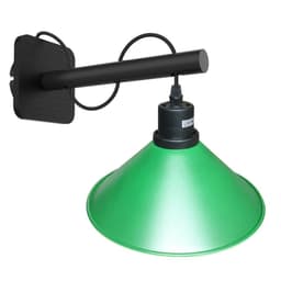 image-Modern Industrial Black Wall Light Wood Sconce Fitting Metal Green Cone Shape Shade Indoor Light Fixture