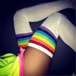 image-Glitter Thigh High Stockings - Long Striped Design for Stunning Looks
