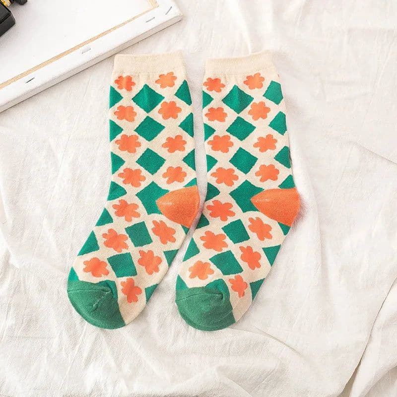 image-LPZBMHSOCK Casual Cotton Socks - Breathable & Stylish Rainbow Plaid Design