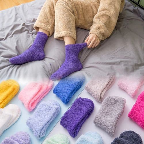 image-Fluffy Cotton Socks - Comfortable, Breathable Warmth - Casual Low Tube