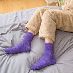 image-Fluffy Cotton Socks - Comfortable, Breathable Warmth - Casual Low Tube
