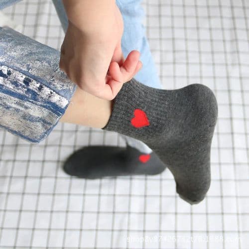 image-Cute Love Heart Print Casual Socks - Kawaii Comfort for All Seasons