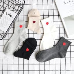 image-Cute Love Heart Print Casual Socks - Kawaii Comfort for All Seasons