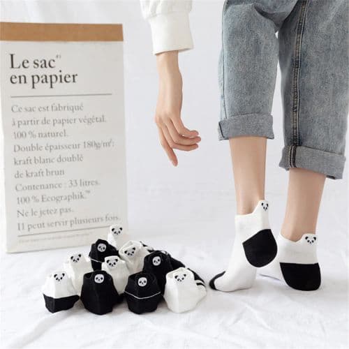 image-AnBnCn Cute Embroidered Panda Socks - Fun Novelty Casual Footwear