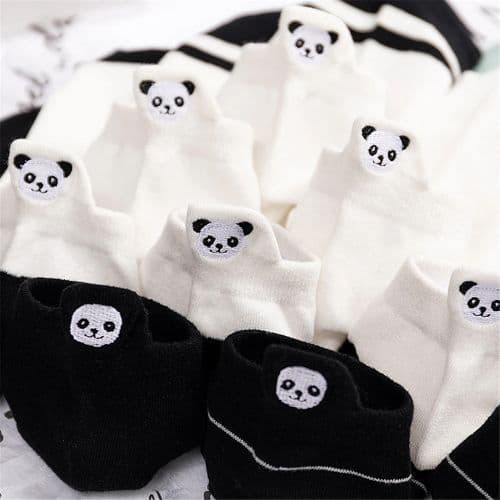 image-AnBnCn Cute Embroidered Panda Socks - Fun Novelty Casual Footwear