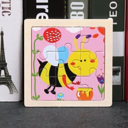 image-Small Wooden 3D Jigsaw Puzzle - Educational Toy for Kids