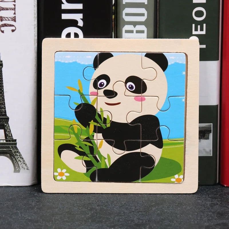 image-YunDuo BaBy Educational 3D Wooden Animal Puzzle for Children Age 3-6