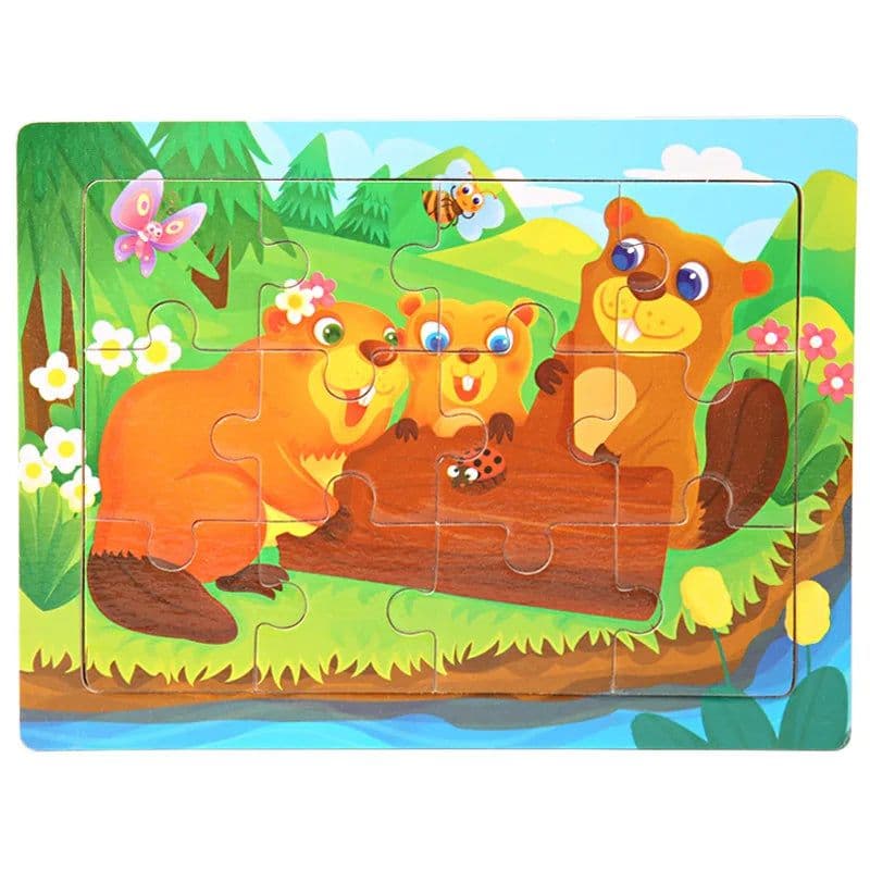 image-skxnier Wooden 3D Jigsaw Puzzle Toy for Kids - Educational Animal Game