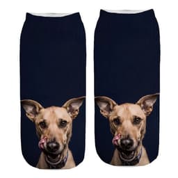 image-1 Pair New 3D Printed Cool Funny Cosplay Happy Dog Short Socks Casro Shepherd Bulldog Chihuahua Shiba Inu Pomeranian Poodle