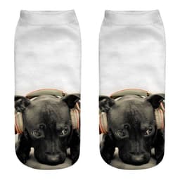 image-1 Pair New 3D Printed Cool Funny Cosplay Happy Dog Short Socks Casro Shepherd Bulldog Chihuahua Shiba Inu Pomeranian Poodle