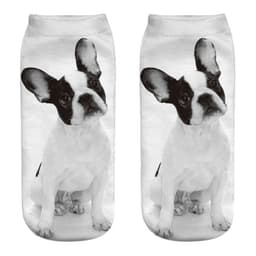 image-1 Pair New 3D Printed Cool Funny Cosplay Happy Dog Short Socks Casro Shepherd Bulldog Chihuahua Shiba Inu Pomeranian Poodle