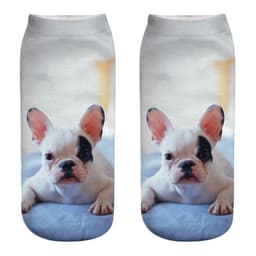 image-1 Pair New 3D Printed Cool Funny Cosplay Happy Dog Short Socks Casro Shepherd Bulldog Chihuahua Shiba Inu Pomeranian Poodle