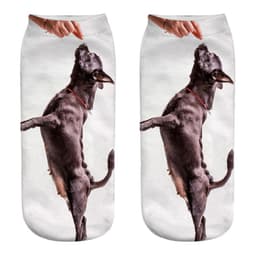 image-1 Pair New 3D Printed Cool Funny Cosplay Happy Dog Short Socks Casro Shepherd Bulldog Chihuahua Shiba Inu Pomeranian Poodle