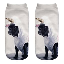 image-1 Pair New 3D Printed Cool Funny Cosplay Happy Dog Short Socks Casro Shepherd Bulldog Chihuahua Shiba Inu Pomeranian Poodle