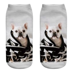 image-1 Pair New 3D Printed Cool Funny Cosplay Happy Dog Short Socks Casro Shepherd Bulldog Chihuahua Shiba Inu Pomeranian Poodle