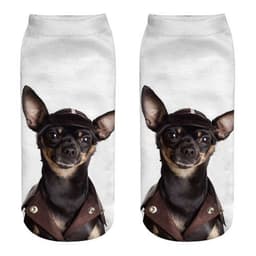 image-1 Pair New 3D Printed Cool Funny Cosplay Happy Dog Short Socks Casro Shepherd Bulldog Chihuahua Shiba Inu Pomeranian Poodle