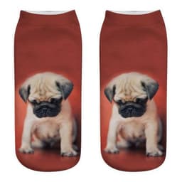 image-1 Pair New 3D Printed Cool Funny Cosplay Happy Dog Short Socks Casro Shepherd Bulldog Chihuahua Shiba Inu Pomeranian Poodle