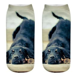 image-1 Pair New 3D Printed Cool Funny Cosplay Happy Dog Short Socks Casro Shepherd Bulldog Chihuahua Shiba Inu Pomeranian Poodle