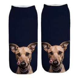 image-1 Pair New 3D Printed Cool Funny Cosplay Happy Dog Short Socks Casro Shepherd Bulldog Chihuahua Shiba Inu Pomeranian Poodle