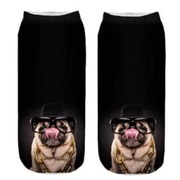 image-1 Pair New 3D Printed Cool Funny Cosplay Happy Dog Short Socks Casro Shepherd Bulldog Chihuahua Shiba Inu Pomeranian Poodle