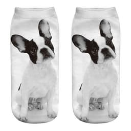 image-1 Pair New 3D Printed Cool Funny Cosplay Happy Dog Short Socks Casro Shepherd Bulldog Chihuahua Shiba Inu Pomeranian Poodle