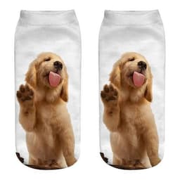 image-1 Pair New 3D Printed Cool Funny Cosplay Happy Dog Short Socks Casro Shepherd Bulldog Chihuahua Shiba Inu Pomeranian Poodle