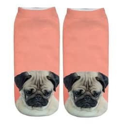 image-1 Pair New 3D Printed Cool Funny Cosplay Happy Dog Short Socks Casro Shepherd Bulldog Chihuahua Shiba Inu Pomeranian Poodle