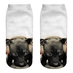 image-1 Pair New 3D Printed Cool Funny Cosplay Happy Dog Short Socks Casro Shepherd Bulldog Chihuahua Shiba Inu Pomeranian Poodle
