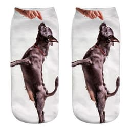 image-1 Pair New 3D Printed Cool Funny Cosplay Happy Dog Short Socks Casro Shepherd Bulldog Chihuahua Shiba Inu Pomeranian Poodle