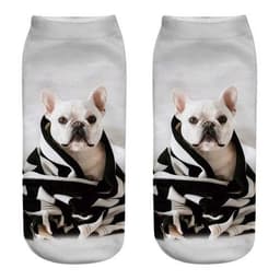 image-1 Pair New 3D Printed Cool Funny Cosplay Happy Dog Short Socks Casro Shepherd Bulldog Chihuahua Shiba Inu Pomeranian Poodle